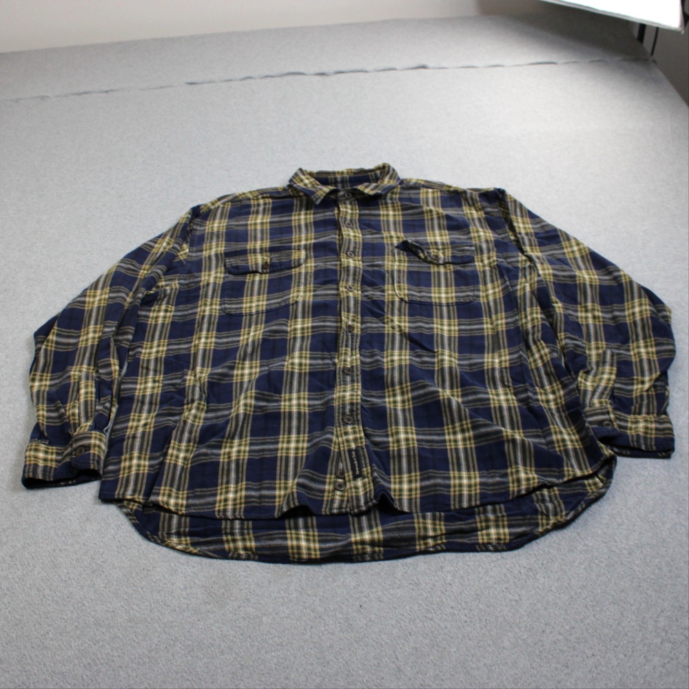Vintage Abercrombie & Fitch Shirt Mens XL Blue Plaid Flannel Button Outdoor Hike